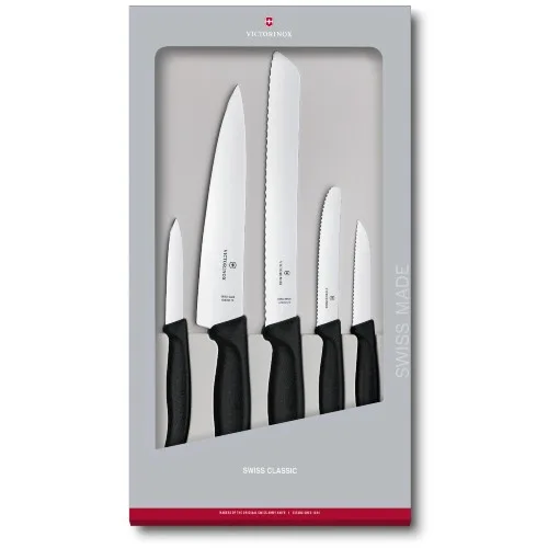5-delni set kuhinjskih nožev Victorinox, črn - V DARILNEM PAKIRANJU