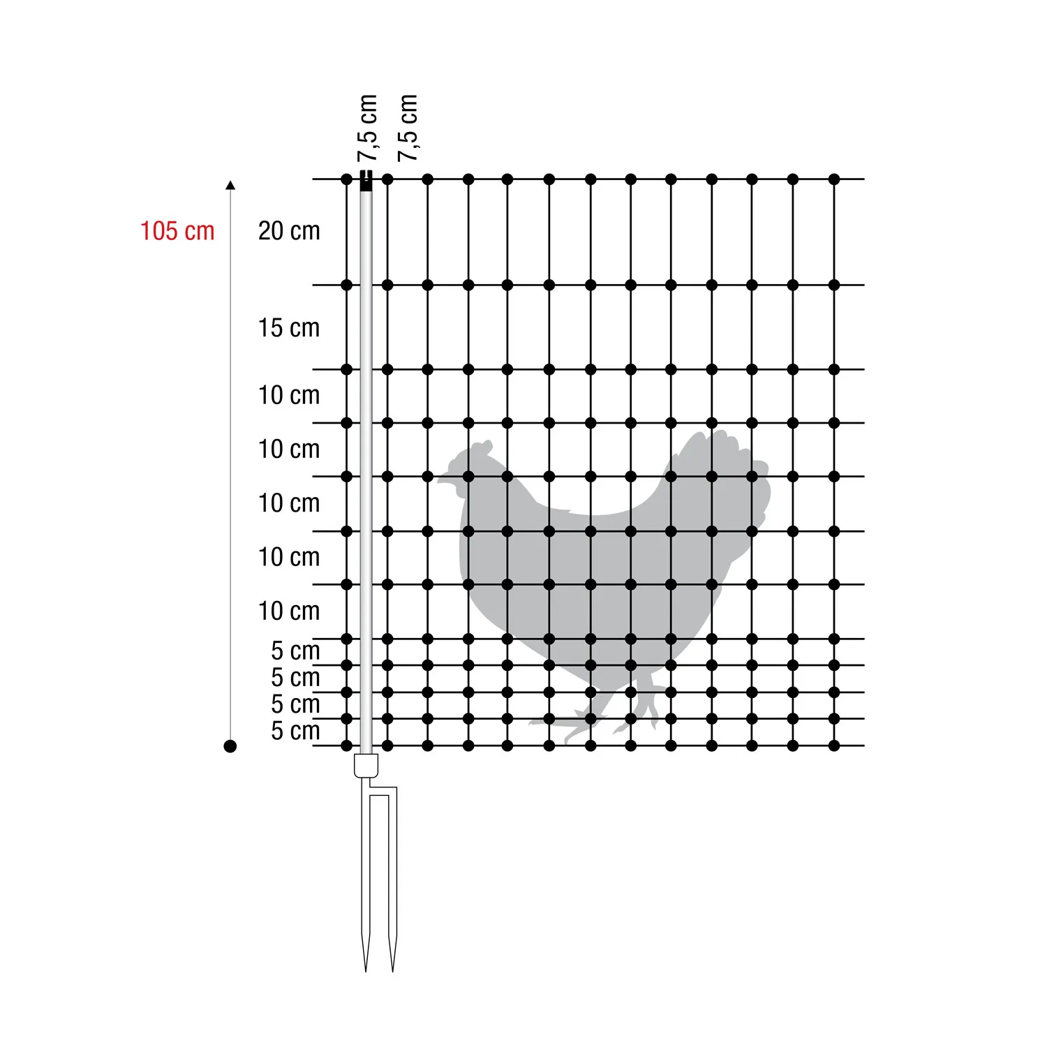 Mreža za perutnino 105 cm Ranger - neelektrična