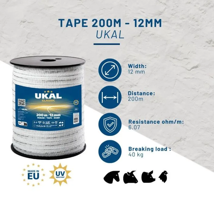 Električni trak Ukal Classic 12 mm - 200 m - slika 2