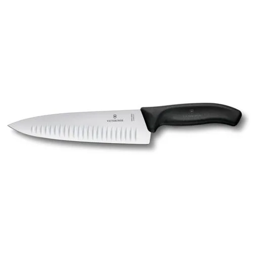 Kuharski nož Victorinox Swiss Classic, žlebasto rezilo, črn