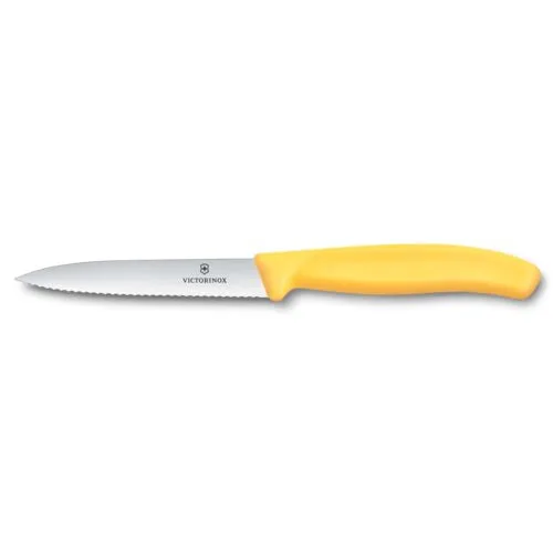 Nož za lupljenje in obrezovanje Victorinox, nazobčan, 10 cm, rumen