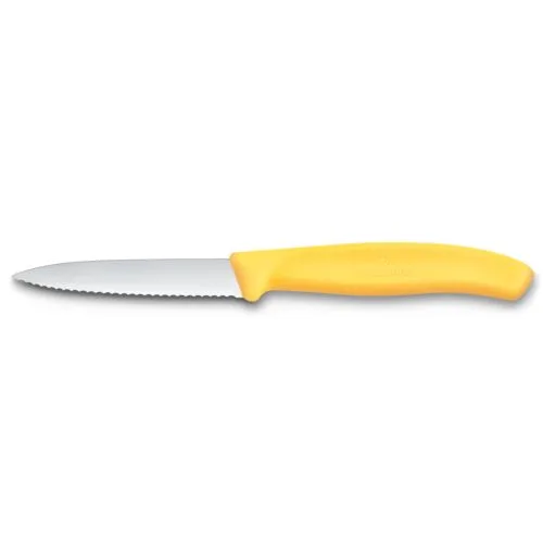 Nož za lupljenje in obrezovanje Victorinox, nazobčan, 8 cm, rumen