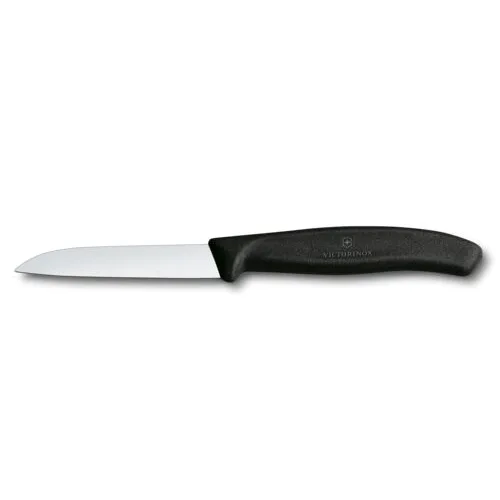 Nož za lupljenje in obrezovanje Victorinox, ravno rezilo, 8 cm, črn